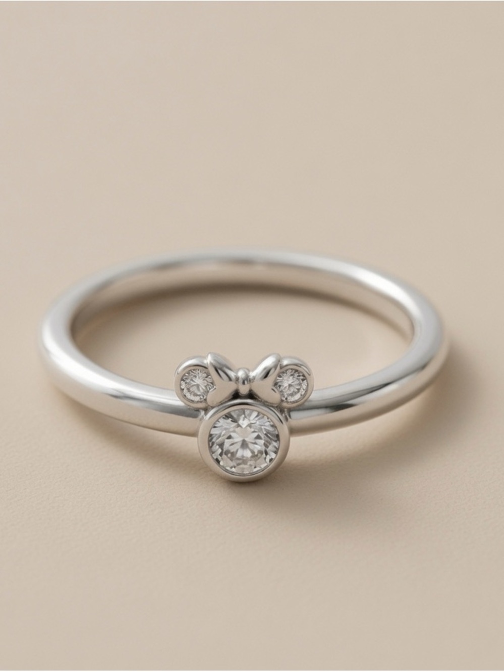 Sterling Silver Minnie Mouse-Inspired Crystal Ring - Silver